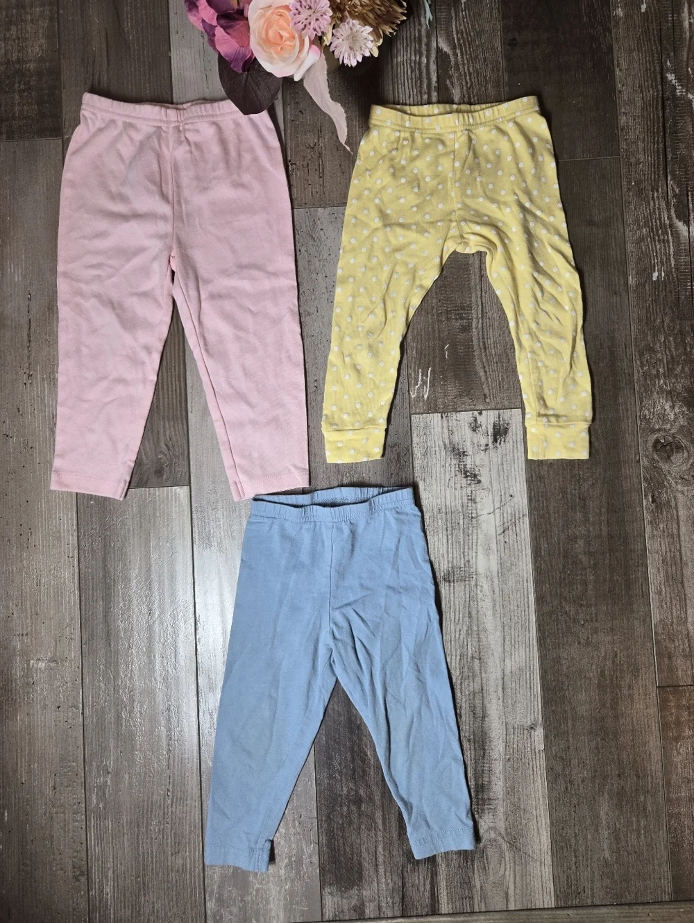 Carter's 100% Cotton Pastel Baby Toddler Girl Pants Leggings Bundle 3pc Size 18m